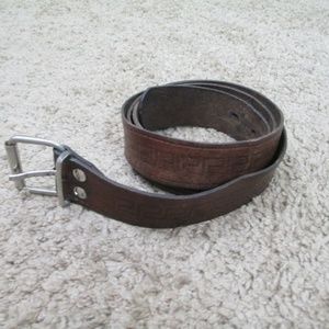 Unbranded Accessories - Shabby Leather Belt Large Geo Tooled Design Shabby Unbranded Accessories - Shabby Leather Belt Large Geo Tooled Design Shabby